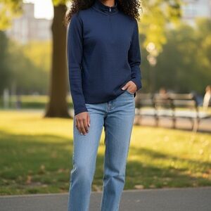 J. McLaughlin Textured Navy Top
